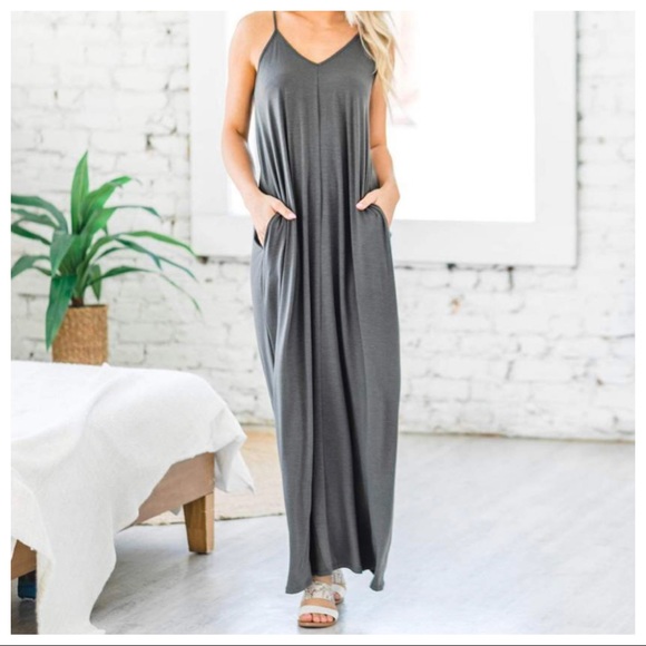 Adjustable straps loose fit pocket maxi dress - Picture 4 of 4